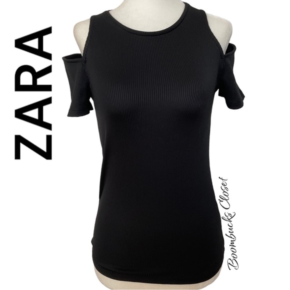 Zara Cut out shoulder short sleeves Black cold shoulder small - Picture 9 of 11